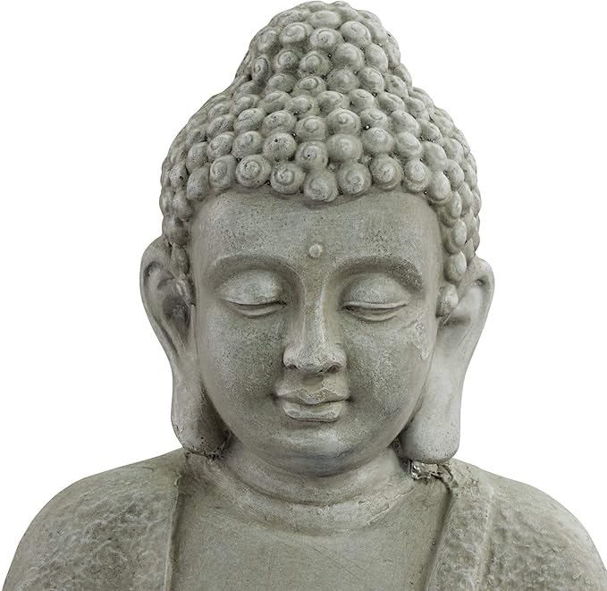 Sitting Buddha 22" High Small Zen Asian Indoor Outdoor Decor Faux Stone Tabletop Fountain with Light LED Water Feature for Outside Garden Patio Yard Desk Backyard Porch Deck - John Timberland