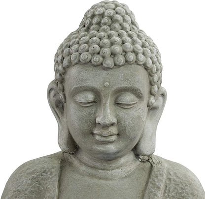 Sitting Buddha 22" High Small Zen Asian Indoor Outdoor Decor Faux Stone Tabletop Fountain with Light LED Water Feature for Outside Garden Patio Yard Desk Backyard Porch Deck - John Timberland