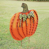 Morning View Pumpkin Garden Stakes Metal Yard Sign Fall Decor Outdoor Autumn Yard Stake Art Pumpkin Lawn Ornaments for Patio Porch Thanksgiving Halloween Harvest 26 Inches Tall