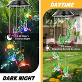 Hummingbird Solar Wind Chimes, Hummingbird Wind Chimes for Outside,Best Gifts for Mom Grandma Women Wife Aunt Sister, Unique Mobile Wind Chime, Garden Yard Decor Green