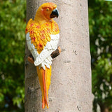 Large Parrot Decor Outdoor Tiki Bar Decorations Realistic Parrot Statues for Outside Lifelike Bird Fake Macaw Sculptures Garden Patio Yard Law Tropical Tree Wall Decoration(Yellow)