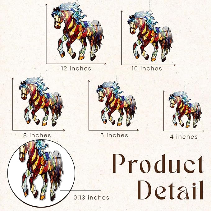 Horse Acrylic Suncatcher, Boho Suncatchers for Window Hanging Ornament, Stained Glass Effect Art Garden Decor for Equestrian Lover, Gifts for Mother's Day, Mom, Grandma, Wife, Women, Nana