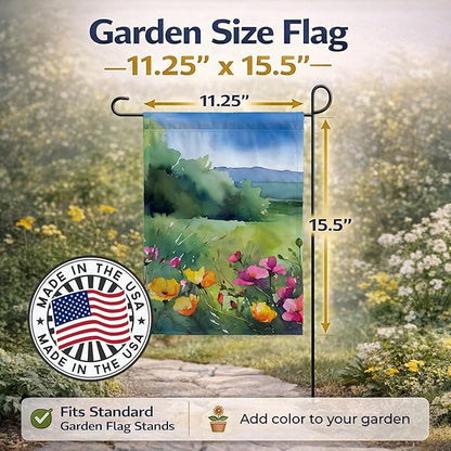 Caroline's Treasures North Dakota Wild Prairie Roses in Watercolor Garden Flag Mailbox Flag Decorative Yard Flag Banner Outside Patio Artwork Yard Flower Beds, Garden Size, Multicolor