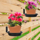 6 Inch Wall Mount Plant Holder with Saucer Trays, 6 Pack Heavy Duty Metal Flower Pot Holder Ring Plant Hanger for Wall Indoor, Ring Planter Bracket for Outside Outdoor Bird Feeder Bath
