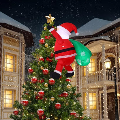 Jenaai 4 ft Christmas Inflatable Santa Claus Outdoor Decorations Climbing Hanging Santa Gift Bag with Build in LED Blow up Christmas Yard Decor for Xmas Porch Garden Lawn Vacation Indoor Outside