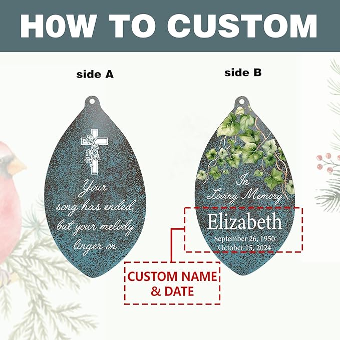 ASTARIN Personalized Memorial Gifts Wind Chimes, Sympathy Customized Wind Chimes in Loving Memory of Dad/Mom, Memorial Gifts for Loss, 35inch Wind Chime Deep Tone for Outdoor, Produced in USA