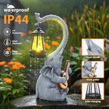 Solar Garden Elephant Statue with LED Lights, Outdoor Yard Decor for Lawn Patio Home, Mother’s Day Birthday Gifts for Women, Unique Garden Gift