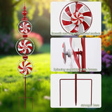 Red Candy Wind Spinner Mother's Day Outdoor Decorations,52 Inch Metal Wind Spinner Outdoor Decoration for Yard Art and Garden Lawn Ornaments，Outdoor Mother's Day Decorations Yard and Lawn Ornaments