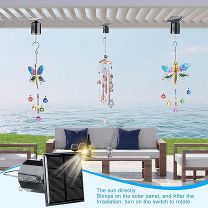 Reginary 8 Pcs Solar Powered Wind Spinner Motor Small Solar Energy Hanging Rotating Motor Revolving Wind Chime Spinner for Sun Catchers Display Patio Garden Lawn Outdoor Decoration