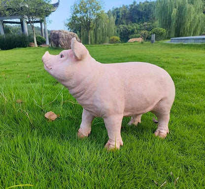 HOUDE Cute Pig Statues, 20.08 inches Long, decorates Outdoor Art Gardens, courtyards, lawns, and Indoor Public Spaces Such as Living Rooms and Balconies. (Pink)