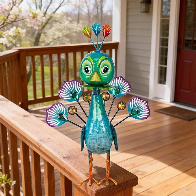 Natelf Metal Statue Peacock Sculpture for Outdoor Garden, Yard, Patio, Lawn & Indoor Home Decor, Peacocks Statues Gift for Women, Mom, Grandma on Mother's Day & Birthdays.