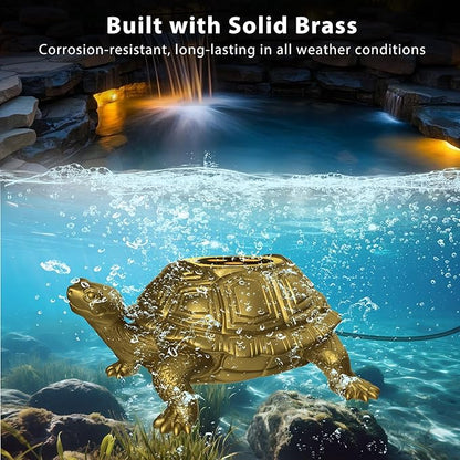 Brass Pond Light LED Underwater, 6W 12V Low Voltage Turtle Underwater Ponds Light 2700K with 26ft Cable, IP68 Waterproof Pond Lights for Outdoor Ponds Fountain Waterfall Water Feature, 1 Pack