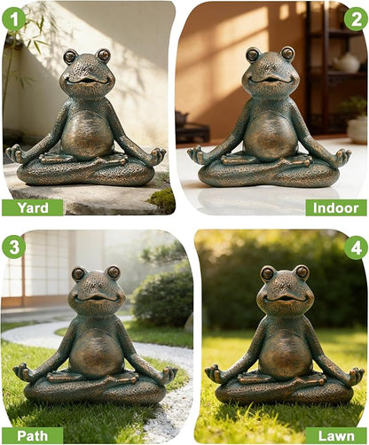 Nacome Meditating Frog Miniature Figurine,Zen Yoga Frog Garden Statue Ornament- Indoor/Outdoor Garden Sculpture for Fairy Garden,Home, Patio,Deck,Porch Yard Art Decoration,5 inch(Copper)Christmas Gift