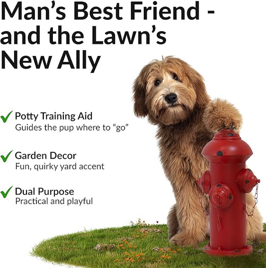Sunnydaze Fire Hydrant for Dogs to Pee on - Dog Fire Hydrant Pee Post for Potty Training- Red Powder-Coated Paint Finish - 14 in