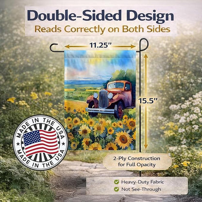 Caroline's Treasures Kansas Sunflowers in Watercolor Garden Flag Mailbox Flag Decorative Yard Flag Banner Outside Patio Artwork Yard Flower Beds, Garden Size, Multicolor