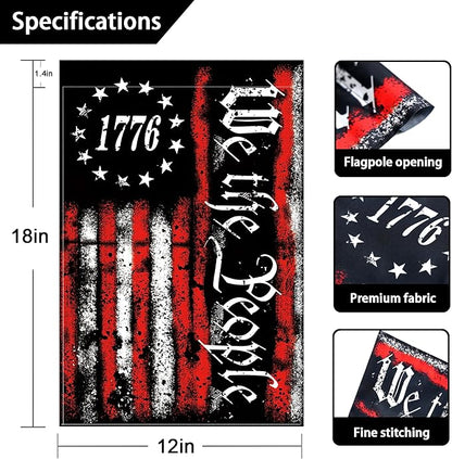 We The People 1776 Flag Double Sided 12x18in Outdoor Betsy Ross 13 Star American Constitution Flags for Yard Lawn Home Garden Decor Flag