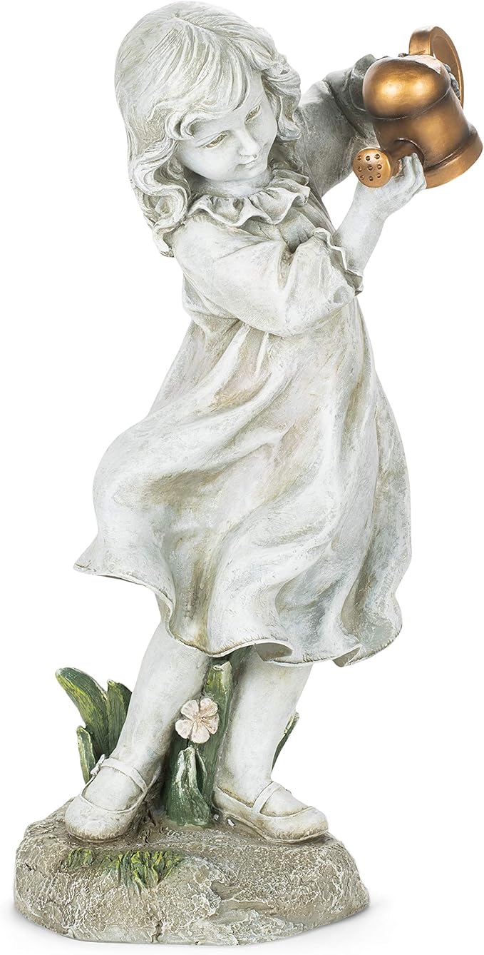 Joseph's Studio Garden Statue – 22" Tall Girl with Watering Can Outdoor Décor – Elegant Resin Yard Sculpture for Patio, Lawn, or Garden