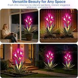 Homight Solar Metal Agave Lily Flower Garden Sculpture with LED Lights 30.3 Inch Waterproof Outdoor/Indoor Yard Decor Handmade Lawn Ornament Gift for Family Friends (2, Blue)