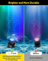 T-SUN LED Pond Lights Underwater, Color Changing Submersible Fountain Lights with APP Control, Waterproof Spotlight with 16 Million Colors, Timing, Music Sync (RGB, 6-Head)