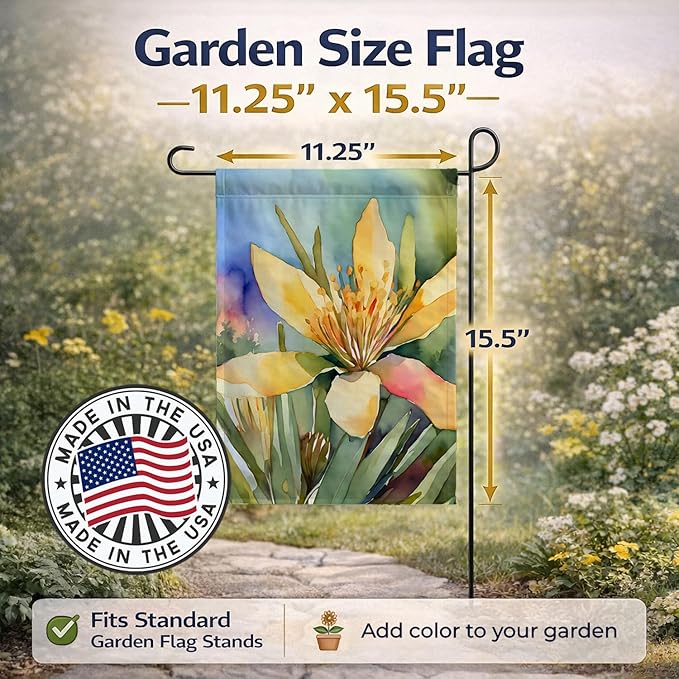 Caroline's Treasures New Mexico Yucca Flower in Watercolor Garden Flag Mailbox Flag Decorative Yard Flag Banner Outside Patio Artwork Yard Flower Beds, Garden Size, Multicolor
