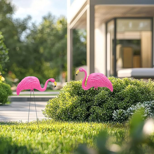 4E's Novelty 2 Pink Flamingos Yard Decorations - Extra Large 24" Flamingos Yard Ornaments - Pink Flamingos for Yard Sculptures & Statues - Lawn Flamingos Outdoor Garden Decor, Weather Resistant