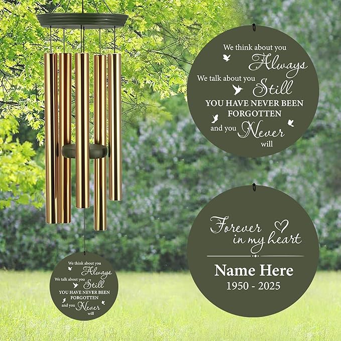 ASTARIN Personalized Memorial Wind Chimes, 30inch/36inch Memorial Wind Chimes, Custom Sympathy Gifts in Loving Memory of Dad/Mom, Condolences Wind Chime for Loss of Loved Ones(Produced in USA)