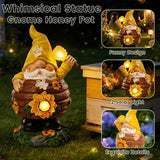 AVEKI Solar Garden Gnome Statue, Funny Gnome Honey Pot Figurine with Solar Light, Outdoor Waterproof Resin Garden Art for Patio Yard Lawn Balcony Ornament, Ideal Gift for Mom Grandma Women