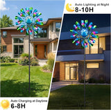 60'' Wind Spinner with Color Glass Ball Solar Lights, Green Peacock Feathers Metal Garden Outdoor Decor Yard Lawn Art Decor for Patio Kinetic Windmills Unique Gifts for Friends and Family