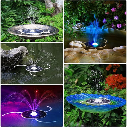 AISITIN 3.5W Solar Fountain Pump, LED Lighting Solar Water Pump Floating Fountain with 6 Nozzles, 1500mAh Battery Backup for Bird Bath, Fish Tank, Pond or Garden Decoration Solar Aerator Pump