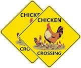 Chicken Crossing Sign, Chicken Crossing for Chicken Coop Bundle 2 Pieces Nene Crossing Farmhouse Wall Decor Garage Retro 12X12 Inch
