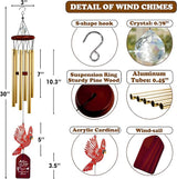 30'' Memorial Crystal Wind Chimes Loss of Mom Dad Grandparent Sympathy Cardinal Bird Keepsake Weatherproof Windchime Remembrance Gift in Memory Loved Ones for Window Outdoor Garden Decor HW2-RW