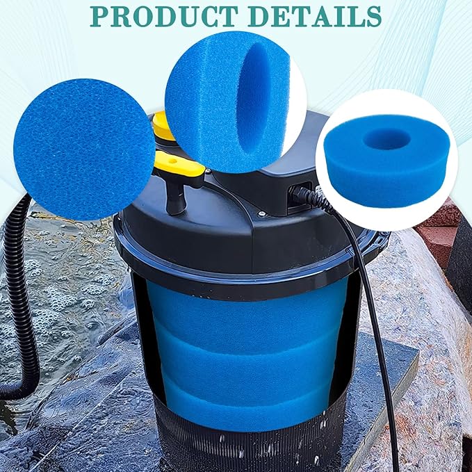 4-Pack Foam Sponge Filter Media, Compatible with Laguna Pressure-Flo 1400 gal. (5000 L) and 2000 gal. (6000 L) UVC Filters, Replacement for Part PT1736 PT1503