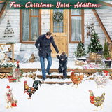 6 PCS Christmas Chicken Decorations Christmas Chicken Yard Sign with Stakes Waterproof Xmas Outdoor Yard Signs Lawn Decor for Holiday Garden Patio