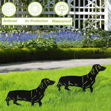 Flohuaer 2PCS Dog Garden Decor for Outside Dachshund Gifts for Dog Lovers Metal Black Dachshund Silhouette Decorative Garden Stakes for Outdoor Yard Art Patio Lawn Ornaments Garden Decorations