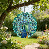 Peacock Metal Wind Spinner Outdoor 12 Inch 3D Hanging Wind Spinner for Outdoor & Indoor Decor, Garden Yard & Porch Ornament, Unique Kinetic Sculpture Gift for Women - Christmas Thanksgiving Decoration