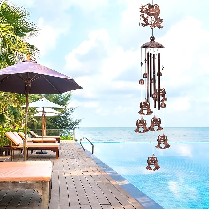 Frog Gifts Wind Chimes for Outside, Outdoors Metal Frogs Windchimes with S Hook for Women Men Mom Grandma, Sympathy Memorial Frog Gift for Birthday Home Patio Porch Backyard Yard Garden Decoration