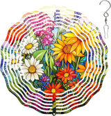 3D Flower Wind Spinner 10 Inch Garden Wind Spinners with Flower Designs for Yard Stainless Steel Flower Spinner with Unique Visual Effect Hanging Flower Wind Sculptures Garden Decor Gift
