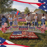 RattanView 6 Pack Outdoor 4th of July Yard Signs Stars and Heart Front Porch Decor with Stakes Red White Blue Lawn Sign Flower Pot for Garden Patio Lawn Independence Day Patriotic Party Decorations