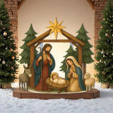 Cinnvoice Large Christmas Metal Yard Stakes Christmas Garden Stakes Waterproof Xmas Outdoor Yard Decor with Stake for Xmas Holiday Lawns Outdoor Decor(Nativity Scene)