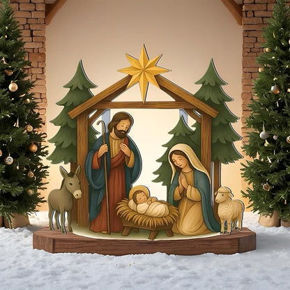 Cinnvoice Large Christmas Metal Yard Stakes Christmas Garden Stakes Waterproof Xmas Outdoor Yard Decor with Stake for Xmas Holiday Lawns Outdoor Decor(Nativity Scene)