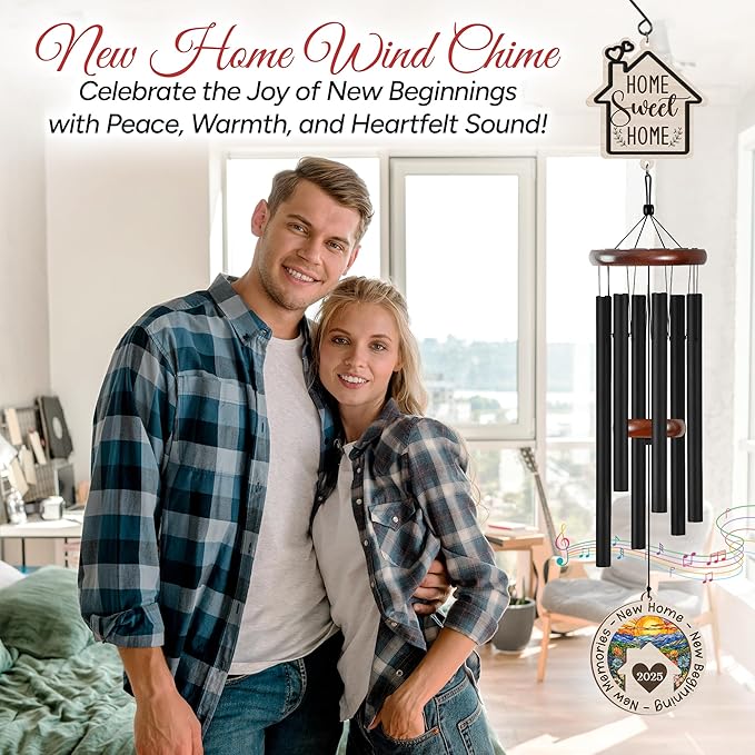 FLAGWIX House Warming Gifts New Home - Large Outdoor Wind Chimes for Outside 32 in - Windchimes Outdoors for Home Decor, Housewarming New Home Gift, New Home Gift Ideas, Wind Chime for Garden Decor