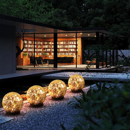 MLKNK Solar Globe Lights Outdoor Waterproof-Solar Balls-Solar Garden Lights-Orbs for Outside 6 Pack Cracked Glass Ball for Lawn Patio Yard Backyard Decorations