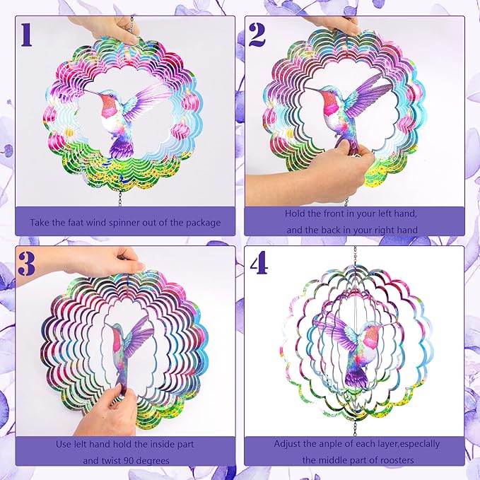 Hummingbirds Wind Spinners,Hanging Decor,Outdoor Garden,Wind Chimes for Outside, Spinners Decor,Ornaments Kinetic Yard Art, Unique Gifts for Women, Mother's Day Decorations