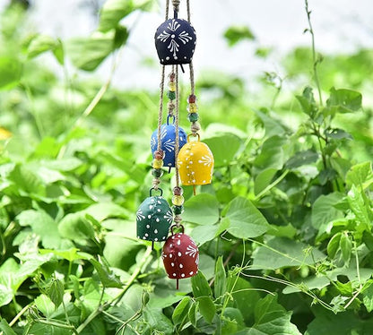 Vintage Christmas Bells – 32" Hand-Painted Metal Hanging Wind Chime with Rustic Cowbells & Jingle Bells Handcrafted Witch Bells for Door, Farmhouse & Boho Decor, Christmas Decor