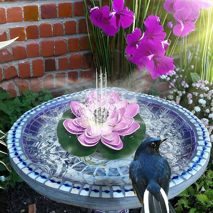 Solar Water Fountain - Garden Decor Solar Bird Fountain,Led Powered Ponds, Led Pond Pump Bird Bath, Lily Outdoor Ponds with 8 Nozzles, Water Pump for Outside Pond and Backyard
