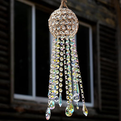 Crystal Wind Chime Light Catcher Suitable for Window Hanging Suitable for Home Indoor and Outdoor Garden Decoration Light Catcher (Medium)