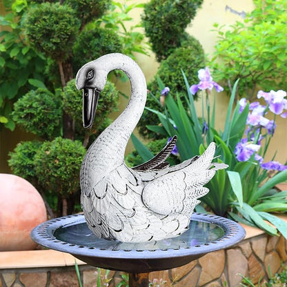 White Swan Garden Statue, Metal Goose Outdoor Decor for Yard Pool Patio Fountain Display