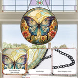 Rngmsi Butterfly Stained Glass Window Hanging Decor, 7.8″ Sun Catchers Stain Glass Window Hanging Indoor, Flower Suncatcher with Hook Home Wall Art Gift for Thanksgiving Christmas Housewarming