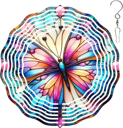 Purple Butterfly Wind Spinner 3D Butterfly Spinners Exquisite Outdoor Garden Decoration 3D Stainless Steel Butterfly Spinner with Unique Visual Effect Perfec Sculptures Gift 10 Inch