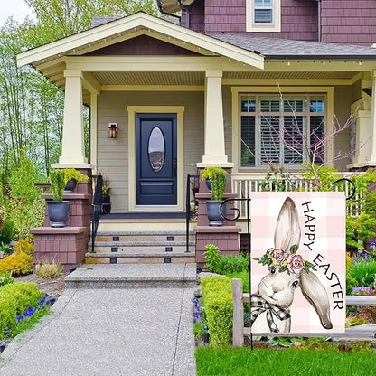 Happy Easter Garden Flags 12x18 Inch Vertical Double Sided Outside, Easter Bunny Rabbit Yard Flag Decor, Spring Summer Holiday Outdoor Seasonal Decorations for Home